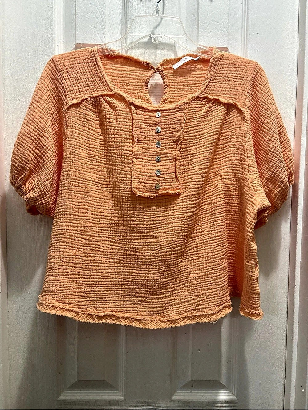 Ces Femme Textured Orange Blouse